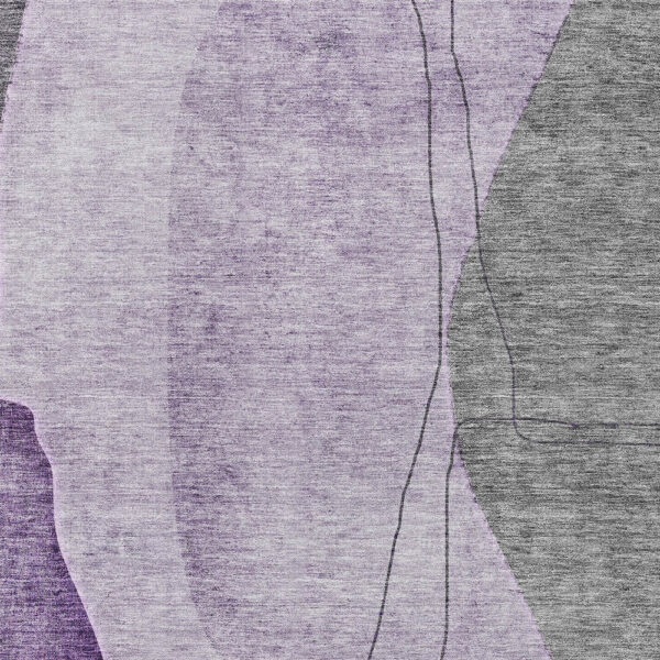 9' X 12' Purple Eggplant And Gray Abstract Washable Indoor Outdoor Area Rug