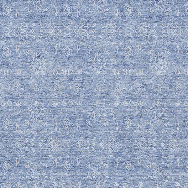 8' X 10' Sky Blue And Ivory Floral Washable Indoor Outdoor Area Rug