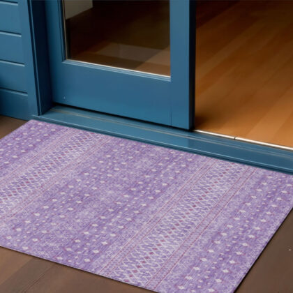 3' X 5' Lavender And Purple Tribal Washable Indoor Outdoor Area Rug