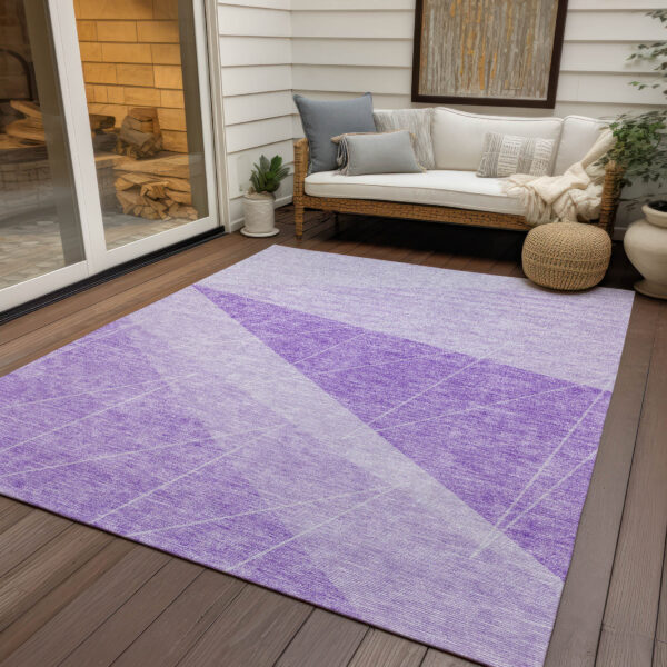 9' X 12' Lavender And Purple Geometric Washable Indoor Outdoor Area Rug