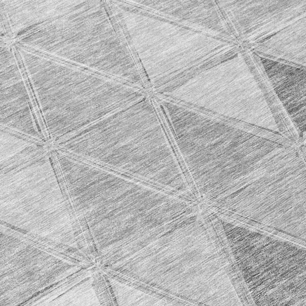 10' X 14' Gray Silver And Ivory Geometric Washable Indoor Outdoor Area Rug
