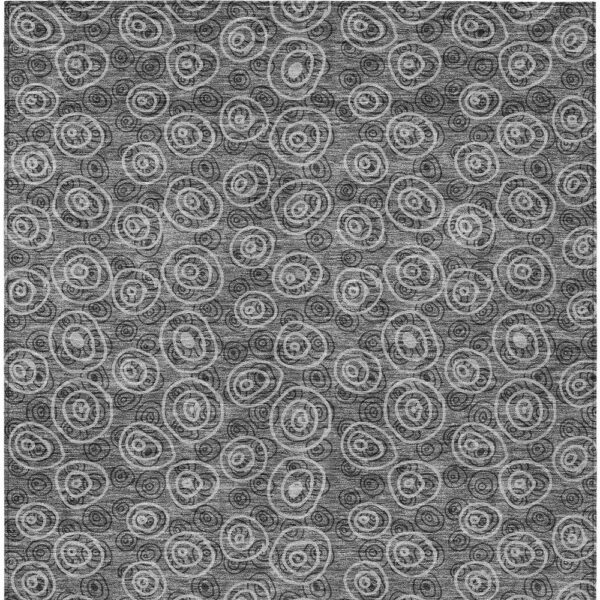 9' X 12' Gray Charcoal And Silver Geometric Washable Indoor Outdoor Area Rug