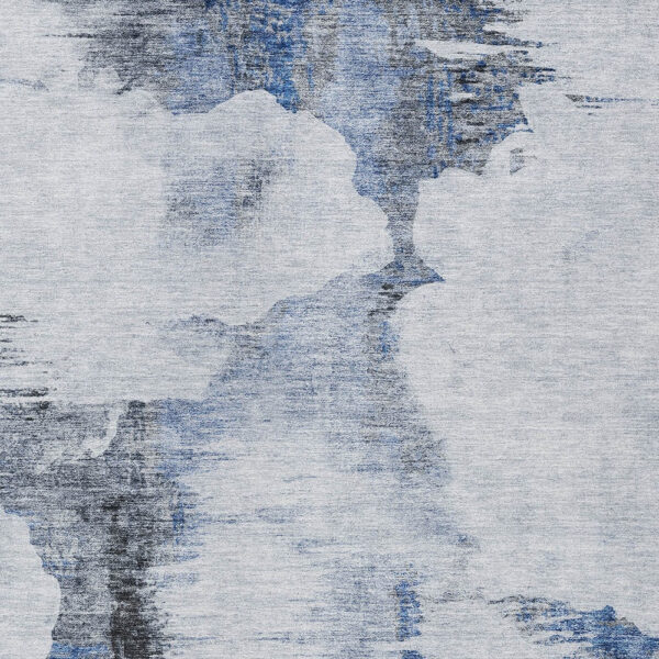 10' X 14' Navy Blue And Ivory Abstract Washable Indoor Outdoor Area Rug