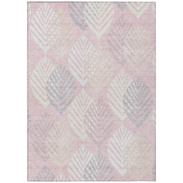 8' X 10' Pink Ivory And Beige Floral Washable Indoor Outdoor Area Rug