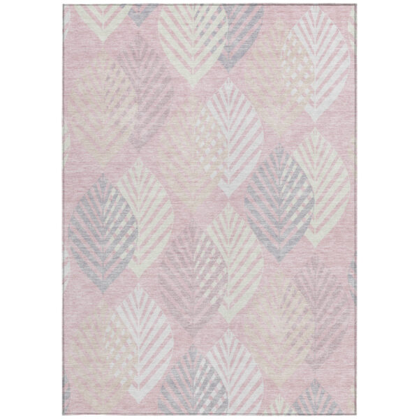 8' X 10' Pink Ivory And Beige Floral Washable Indoor Outdoor Area Rug