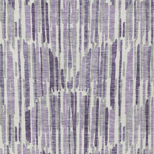 9' X 12' Purple Ivory And Lavender Abstract Washable Indoor Outdoor Area Rug