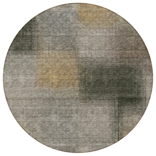 8' Taupe Gray And Beige Round Abstract Washable Indoor Outdoor Area Rug