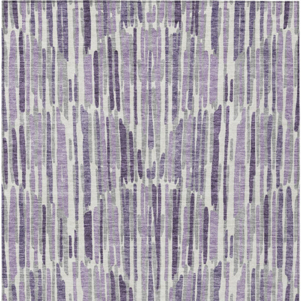 9' X 12' Purple Ivory And Lavender Abstract Washable Indoor Outdoor Area Rug