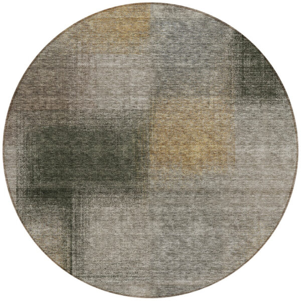 8' Taupe Gray And Beige Round Abstract Washable Indoor Outdoor Area Rug