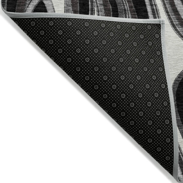 3' X 5' Black Gray And White Abstract Washable Indoor Outdoor Area Rug