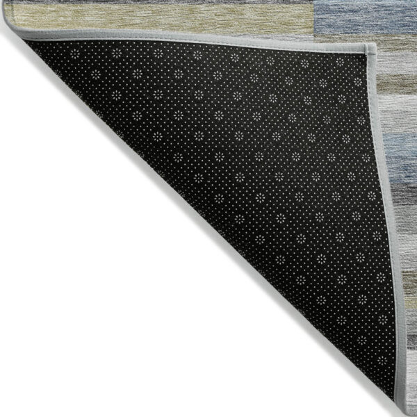 10' X 14' Gray Denim Blue And Sky Blue Striped Washable Indoor Outdoor Area Rug