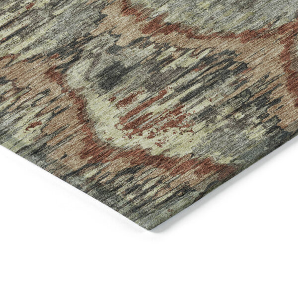 5' X 8' Copper Gray And Charcoal Abstract Washable Indoor Outdoor Area Rug