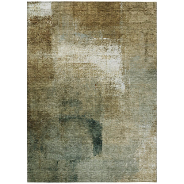 8' X 10' Brown Beige And Ivory Abstract Washable Indoor Outdoor Area Rug