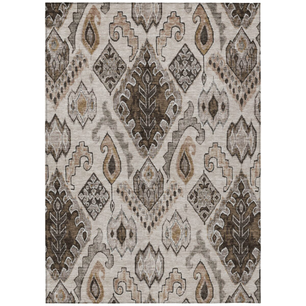 8' X 10' Brown And Beige Moroccan Washable Indoor Outdoor Area Rug