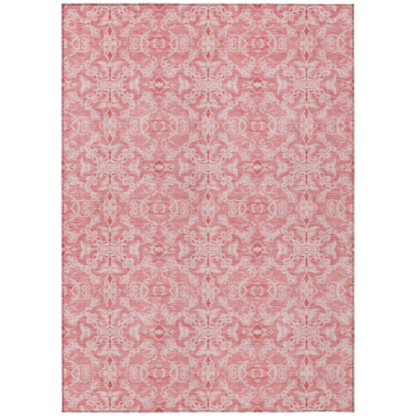 10' X 14' Pink And Blush Medallion Washable Indoor Outdoor Area Rug