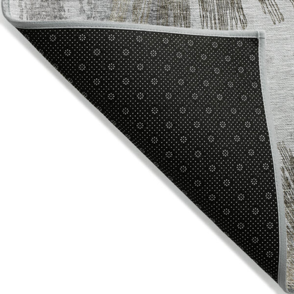 5' X 8' Taupe Beige And Brown Abstract Washable Indoor Outdoor Area Rug