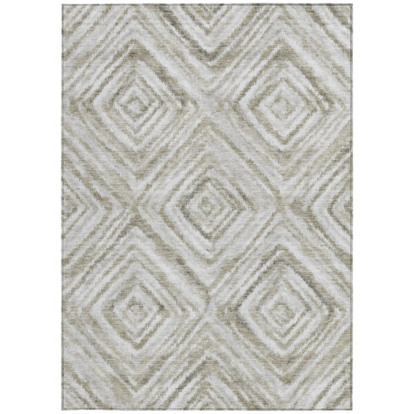 5' X 8' Beige Taupe And Ivory Geometric Washable Indoor Outdoor Area Rug