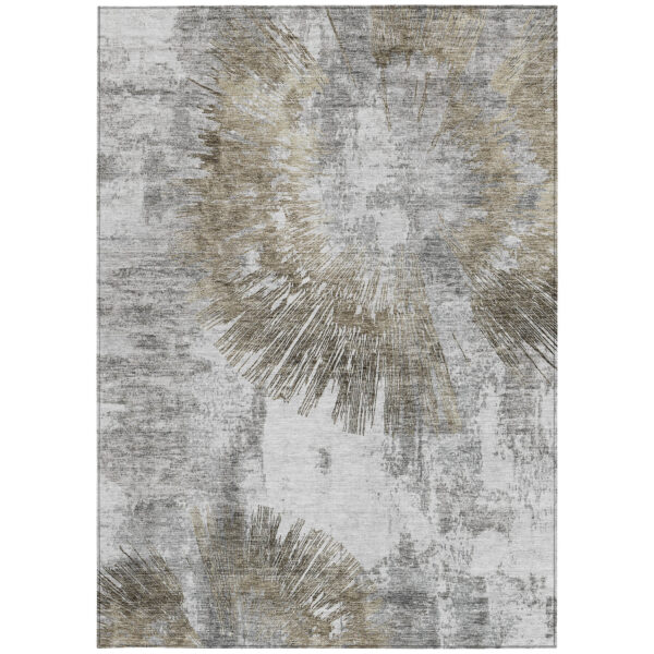 5' X 8' Taupe Beige And Brown Abstract Washable Indoor Outdoor Area Rug
