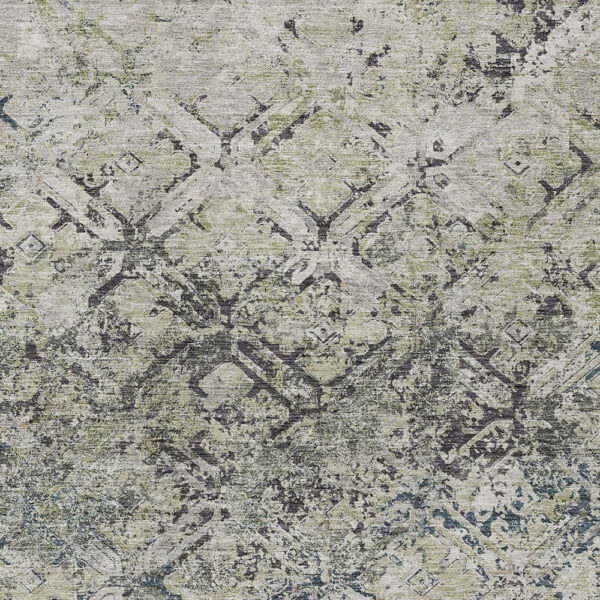 10' X 14' Silver Gray And Charcoal Geometric Washable Indoor Outdoor Area Rug