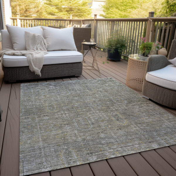 8' X 10' Taupe Gray And Beige Southwestern Washable Indoor Outdoor Area Rug