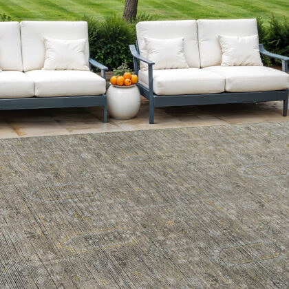 8' X 10' Taupe Gray And Beige Southwestern Washable Indoor Outdoor Area Rug