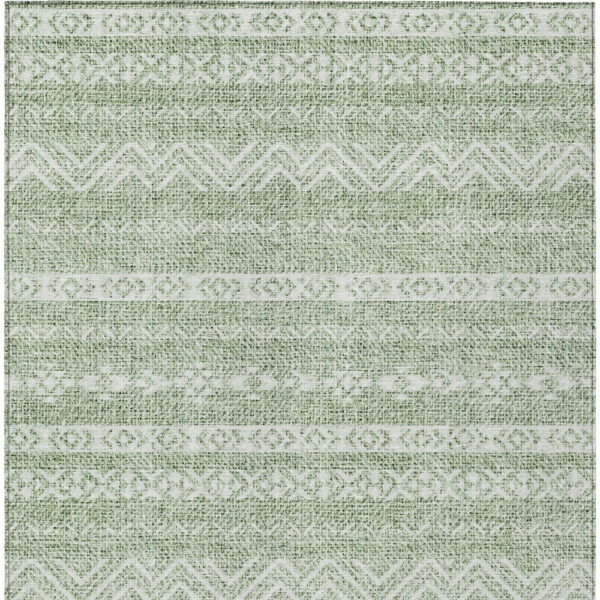 9' X 12' Artichoke Green And Green Southwestern Washable Indoor Outdoor Area Rug