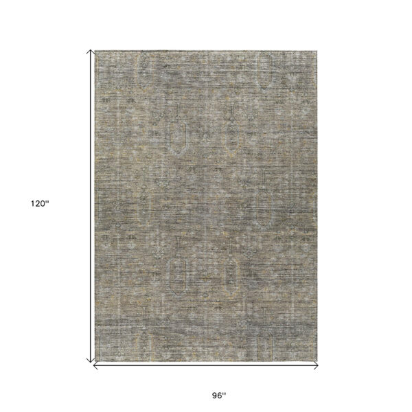 8' X 10' Taupe Gray And Beige Southwestern Washable Indoor Outdoor Area Rug