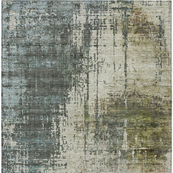 5' X 8' Sage Beige And Brown Abstract Washable Indoor Outdoor Area Rug