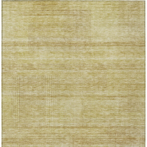 10' X 14' Gold Wheat And Beige Striped Washable Indoor Outdoor Area Rug