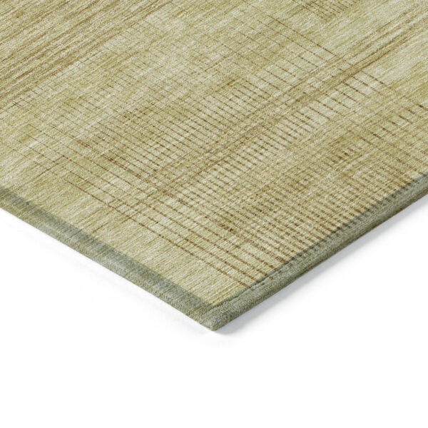 10' X 14' Gold Wheat And Beige Striped Washable Indoor Outdoor Area Rug