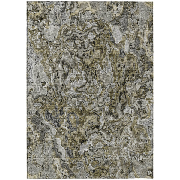 10' X 14' Brown Beige And Tan Abstract Washable Indoor Outdoor Area Rug