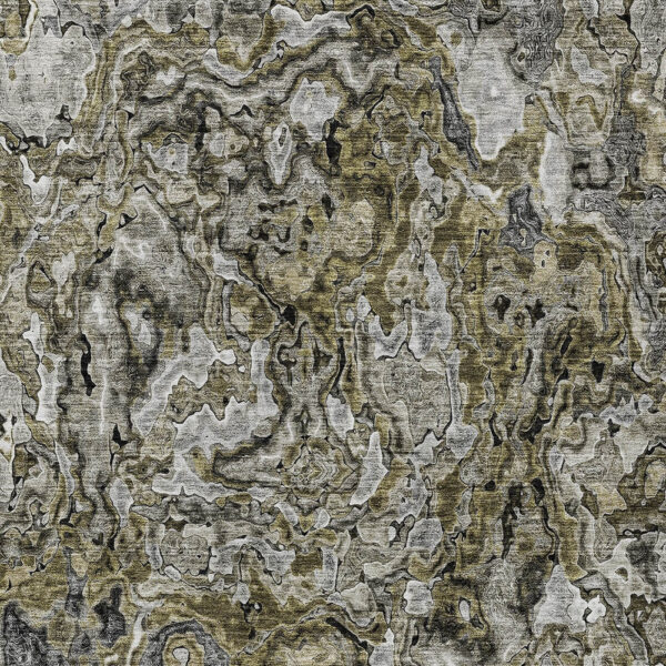 10' X 14' Brown Beige And Tan Abstract Washable Indoor Outdoor Area Rug