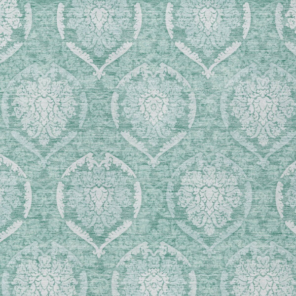 3' X 5' Turquoise Teal Blue And Ivory Medallion Washable Indoor Outdoor Area Rug