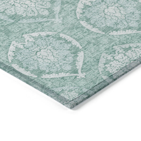 3' X 5' Turquoise Teal Blue And Ivory Medallion Washable Indoor Outdoor Area Rug