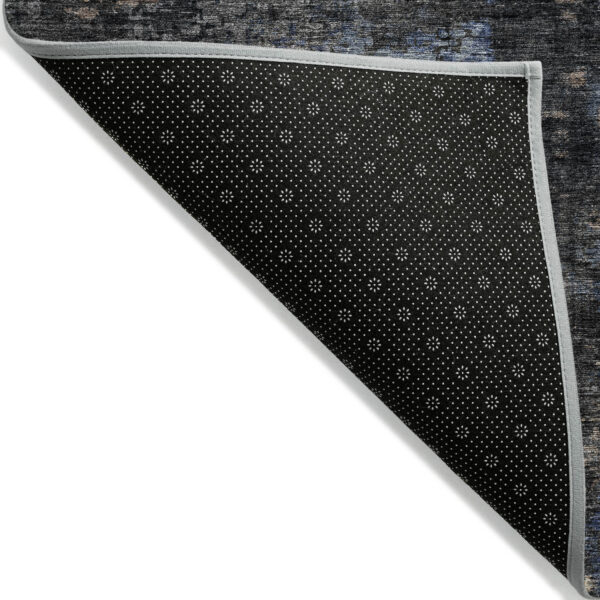 8' X 10' Charcoal Gray And Silver Abstract Washable Indoor Outdoor Area Rug