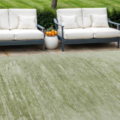 8' X 10' Artichoke Green And Fern Green Abstract Washable Indoor Outdoor Area Rug