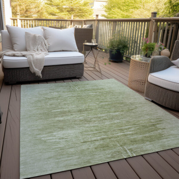 8' X 10' Artichoke Green And Fern Green Abstract Washable Indoor Outdoor Area Rug