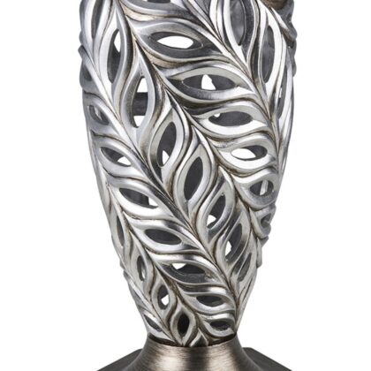 16" Gray and Silver Leaf Polyresin Round Urn Vase