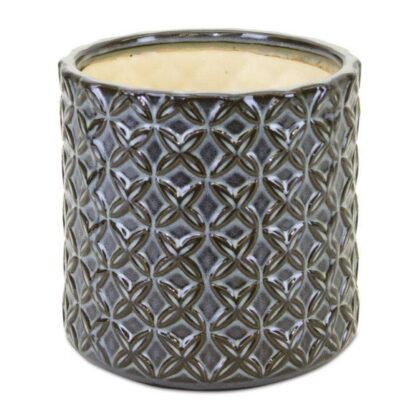 Gray and Brown Set of Two Clay 7.20346 ounce Round Pot Planter