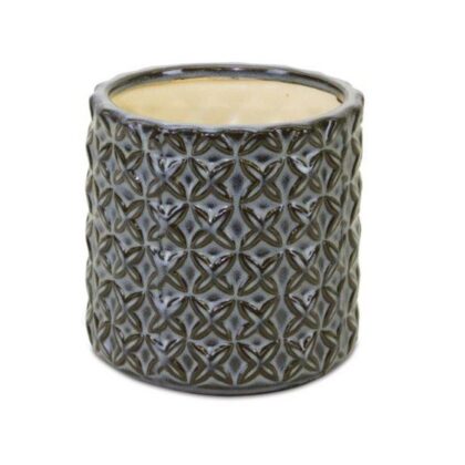 Gray and Brown Set of Two Clay 7.20346 ounce Round Pot Planter