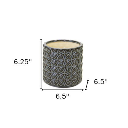 Gray and Brown Set of Two Clay 7.20346 ounce Round Pot Planter
