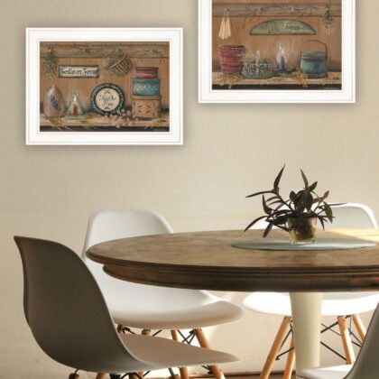 Set Of Two Bless Our Home Families are Forever White Framed Print  Wall Art