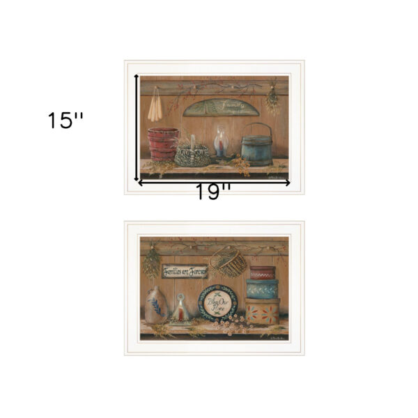 Set Of Two Bless Our Home Families are Forever White Framed Print  Wall Art