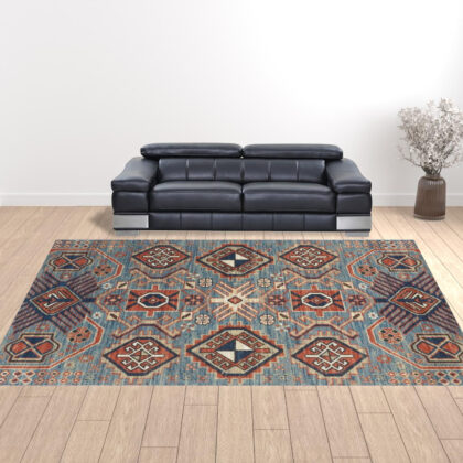 13' X 15' Abstract Power Loom Distressed Area Rug