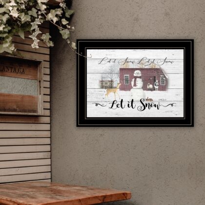 Let It Snow 3 Black Framed Print Wall Art