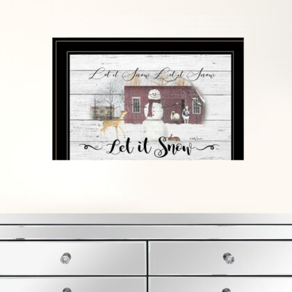 Let It Snow 3 Black Framed Print Wall Art