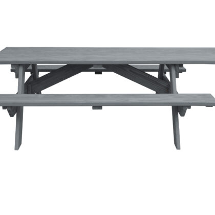 94" Gray Solid Wood Outdoor Picnic Table