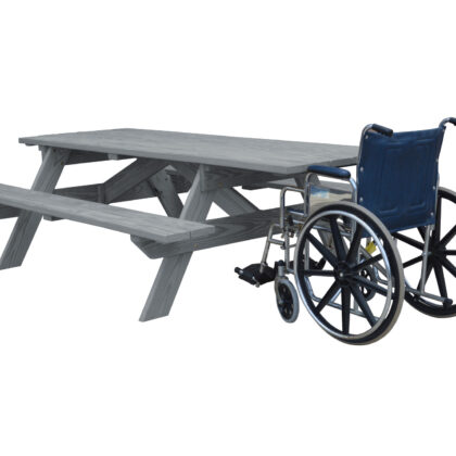 94" Gray Solid Wood Outdoor Picnic Table