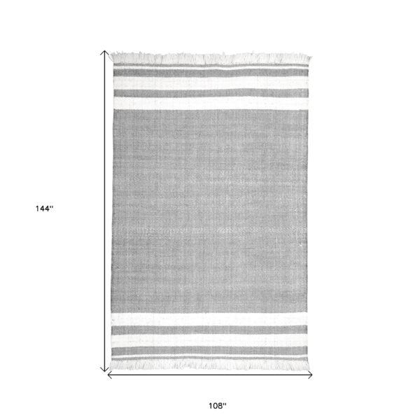 9' X 12' Gray Striped Handmade Stain Resistant Non Skid Indoor Outdoor Area Rug