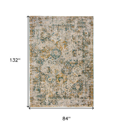 8' x 11' Blue and Green Abstract Non Skid Area Rug